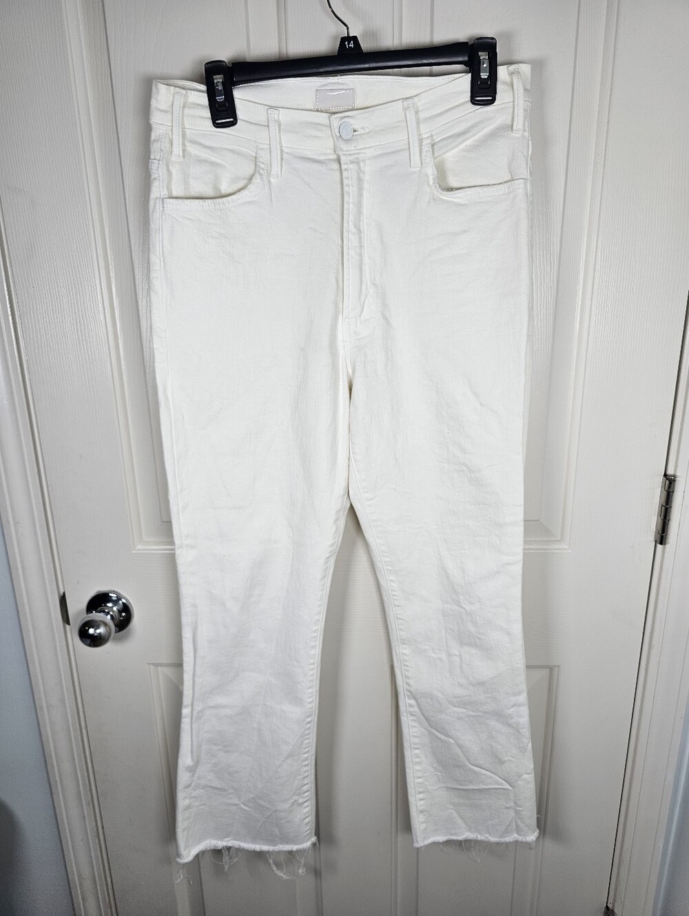 Mother The Hustler Ankle Fraw White Jeans Size 32 - Picture 2 of 7
